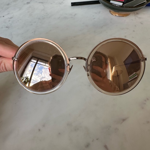 Round Linda Farrow Rose Gold Sunglasses main image 4